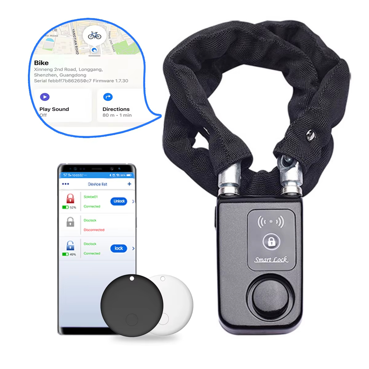 110dB Alarm Bike Chain Lock wi - Chain Lock Combination recension och pris